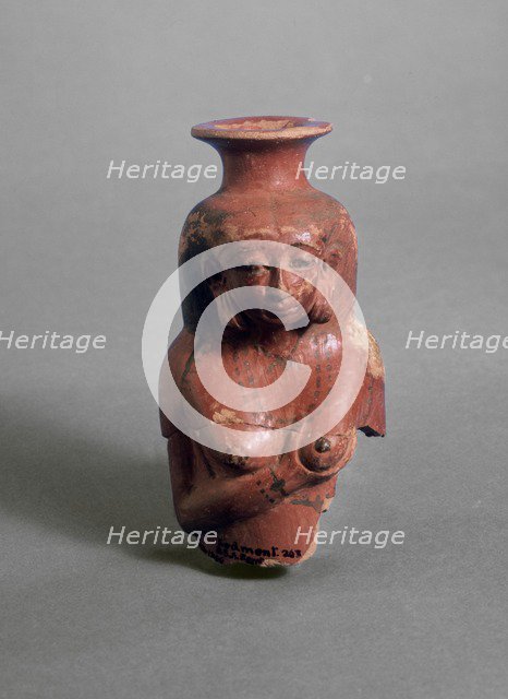 Polished red ware vessel modelled as a nursing woman, XVIIIth Dynasty (c 1540 BC-c1292 BC). Artist: Unknown.