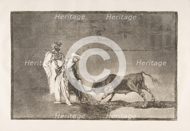 Plate 6 from 'The Tauromaquia':The Moors make a different play in the ring calling the bul..., 1816. Creator: Francisco Goya.