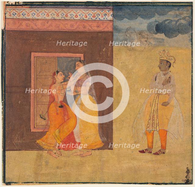 Krishna Abhisarika Nayika, from a Rasikapriya manuscript, c. 1615-25. Creator: Unknown.