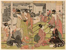 Act Eleven from the series "The Chushingura Drama Parodied by Famous Beauties (Komei..., c. 1794/95. Creator: Kitagawa Utamaro.