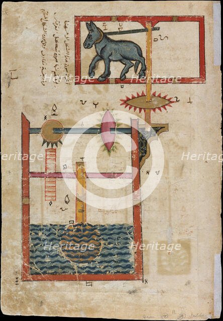 Design on Each Side for Waterwheel Worked by Donkey Power..., dated A.H. 715/ A.D. 1315. Creator: Unknown.