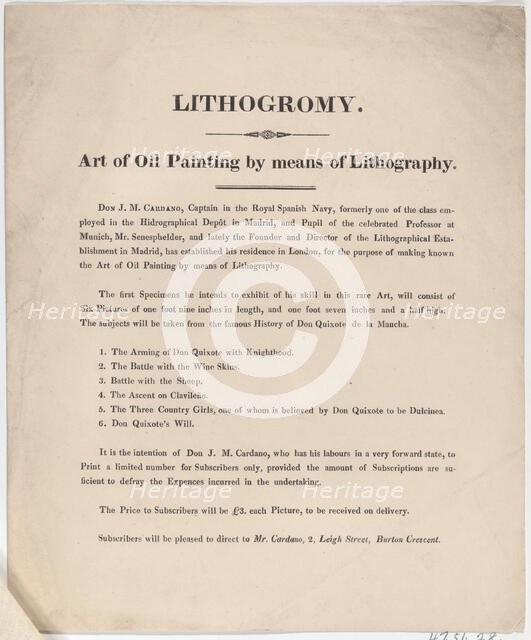 Trade Card for José Maria Cardano, Lithographer, 19th century., 19th century. Creator: Anon.