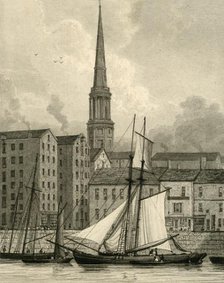 'St. George's Church from the Docks, Liverpool', c1830. Creator: Edward Francis Finden.