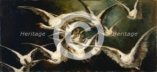 Flock of Geese, ca. 1883. Creator: Elizabeth Nourse.