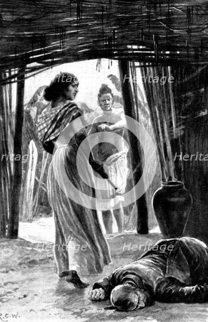 Officer and Man: There came a flash and a cry, and the white man...fell forward...dead, 1898. Creator: Unknown.