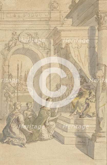 Esther before Ahasuerus, 1712-1767. Creator: Gerard Sanders.