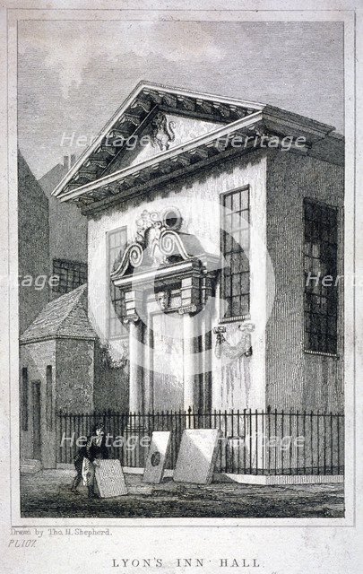 Lyon's Inn Hall, Lyon's Inn, Westminster, London, 1831. Artist: W Symms
