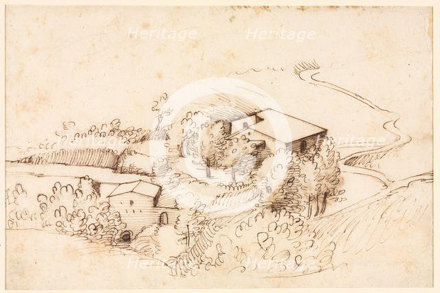 Farm with Trees in a Hilly Landscape (verso), 1567. Creator: Gherardo Cibo (Italian, 1512-1600).