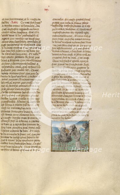 Moses Receiving the Tablets of the Law; Miroir Historial, about 1475. Creator: Unknown.