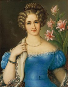 Portrait of a Young Lady in a Blue Dress, 1826. Creator: Jozef Ginovský.