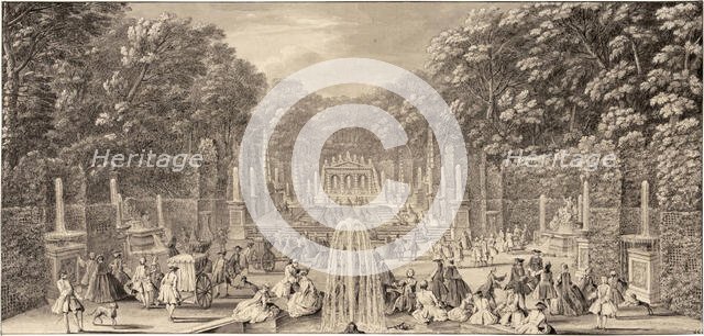 The Triumphal Arch Grove in the Gardens of Versailles, c1730. Creator: Rigaud, Jacques (1671-1754).