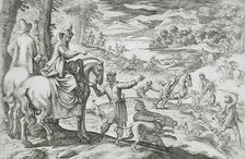 Deer and Wolf Hunt, 16th century. Creator: Antonio Tempesta.