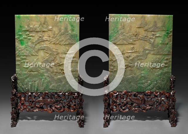 Pair of Table Screens with Stands, 1644-1912. Creator: Unknown.