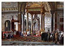 Pontifical ceremonies, 19th century. Vatican City. Feast of Saint Paul. Pontifical Mass at the Ch…