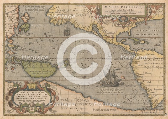 Maris Pacifici (From Theatrum orbis terrarum), 1595. Artist: Ortelius, Abraham (1527-1598)