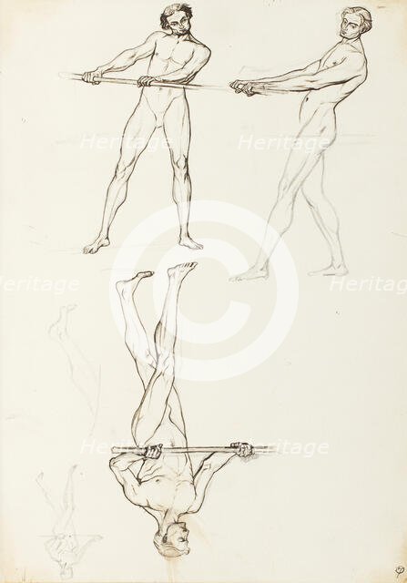 Standing male nudes, for the Albert Hall frieze, by 1871. Creator: Henry Hugh Armstead.