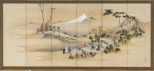 Country Scenes and Mount Fuji; one of a pair, Edo period, ca. 1830-1832. Creator: Hokusai.