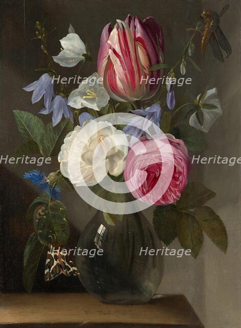 Roses and a Tulip in a Glass Vase, c. 1650/1660. Creator: Jan Philips van Thielen.