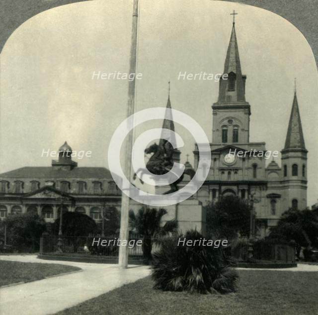 'In Historic Old New Orleans, La. - Jackson Square, the Site of Bienville's "Place d'Armes".', c1930 Creator: Unknown.