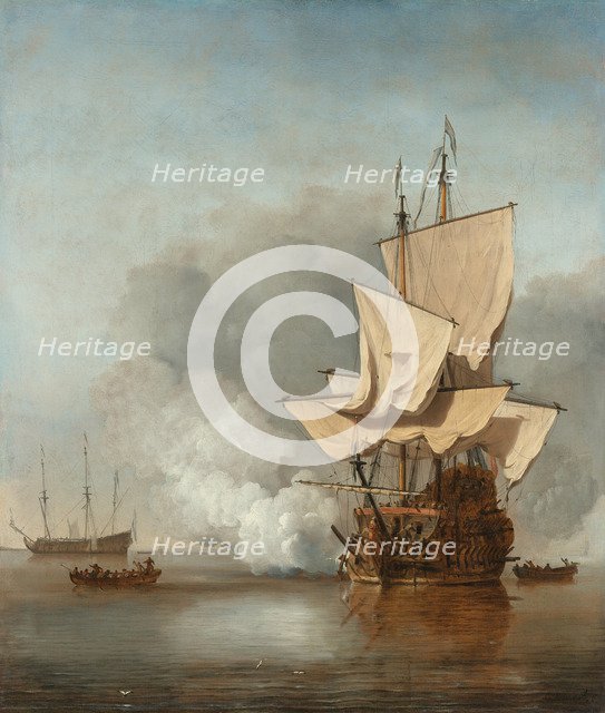 The Cannon Shot, c. 1680. Artist: Velde, Willem van de, the Younger (1633-1707)