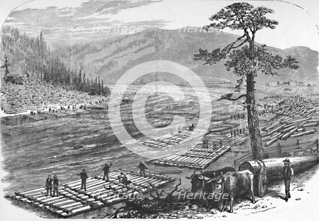 'Making Up Rafts on the Susquehanna River. A Scene on the Line of the Erie Railroad', 1883. Artist: Unknown.