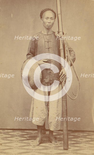 Man with Bamboo Pole, 1870s. Creator: Unknown.