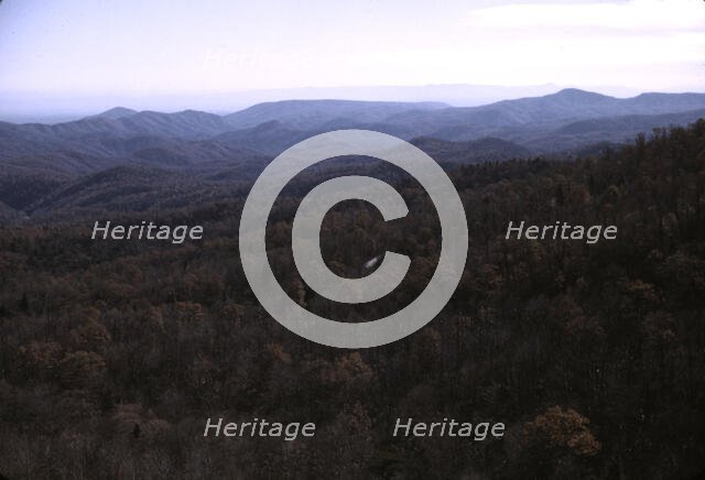 A view of the mountains along the Skyline Drive in Virginia, ca. 1940. Creator: Jack Delano.