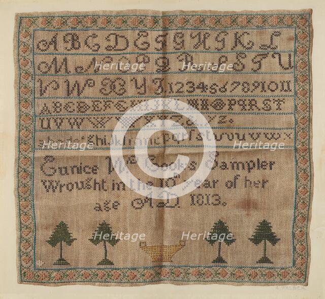 Sampler, c. 1938. Creator: Alfred Walbeck.