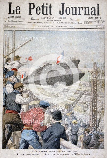 Launch of the French battleship 'Patrie', Toulon, December 1903 (1904). Artist: Unknown