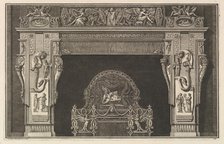 Chimneypiece: Frieze of trophies and winged Victories on the lintel, with cornucopias ..., ca. 1769. Creator: Giovanni Battista Piranesi.