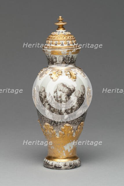 Vase and Cover (one of a pair), Meissen, 1715/20. Creator: Meissen Porcelain.