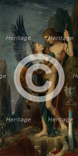 Oedipus and the Sphinx, 1864. Creator: Gustave Moreau.