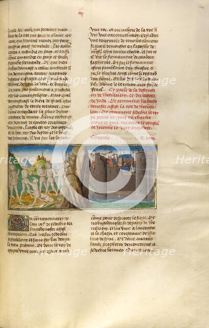 Nebuchadnezzar and King Sedekias and the Destruction of Jerusalem; Miroir Historial, about 1475. Creator: Unknown.