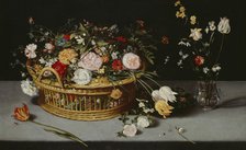 'Still Life with Basket and Vase of Flowers', c1620. Creator: Jan Brueghel the younger.