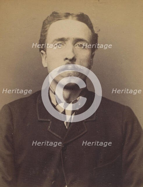 Handrock. Frédéric(k). Vilhem. 34 ans, né à Lyeck (Allemagne). Doreur sur bois. Anarchiste..., 1894. Creator: Alphonse Bertillon.