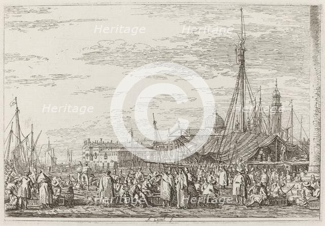 The Market on the Molo [upper left], c. 1735/1746. Creator: Canaletto.