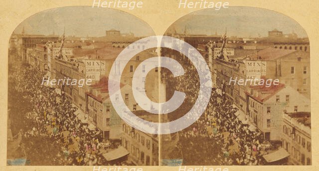 The Atlantic Telegraph Jubilee, New York; view of the Procession in its progress up the..., 1859. Creator: William England.