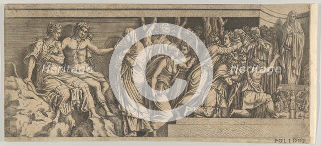 Statue of Niobe and her Worshippers, with Apollo and Diana and other Figures, 1543-47. Creator: Anon.