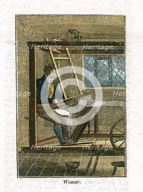 Weaver at his loom, 1823. Artist: Unknown