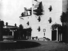Exterior front, Mrs. Phoebe Apperson Hearst's home, Pleasanton, California, 1920s. Creator: Frances Benjamin Johnston.