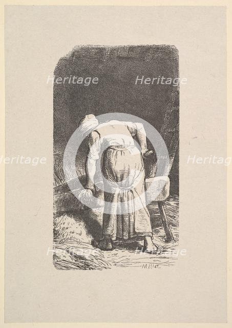 Woman Cutting Wheat, 1853. Creator: Jacques-Adrien Lavieille.