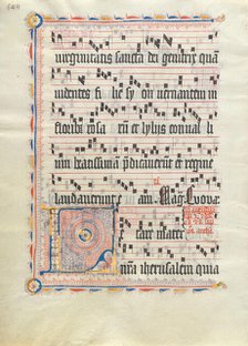 Manuscript Leaf with Initial L, from an Antiphonary, German, second quarter 15th century. Creator: Unknown.