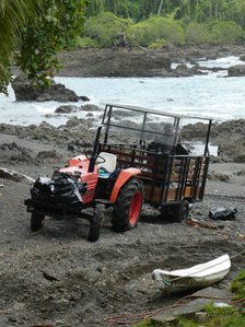 Tractor for transporting tourista and luggage from river arrival at hotel, Costa Rica 2018. Creator: Unknown.