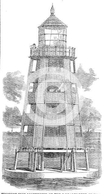 Wrought-iron lighthouse on the Daedalus Reef, in the Red Sea, 1862. Creator: Unknown.