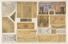 Nineteen designs for the painted decoration of interiors, 1830-97. Creators: Jules-Edmond-Charles Lachaise, Eugène-Pierre Gourdet.