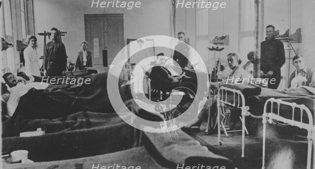 American wounded in base hospital, France, 1917 or 1918. Creator: Bain News Service.