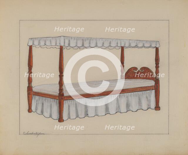 Four Poster Bed, c. 1937. Creator: Columbus Simpson.
