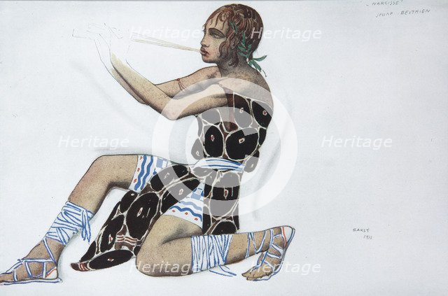 Narcissus. Costume design for the ballet Narcisse by N. Tcherepnin, 1911. Artist: Bakst, Léon (1866-1924)