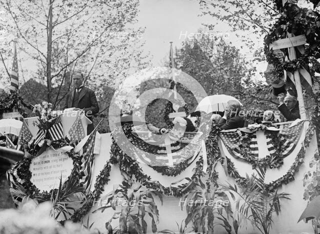Dedication of Henry Wadsworth Longfellow Statue with Bliss Perry of Harvard Speaking, 1909. Creator: Harris & Ewing.
