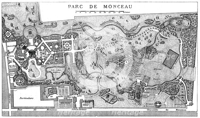 Plan Of Monceau Park, Paris, 1778, (1885). Artist: Unknown